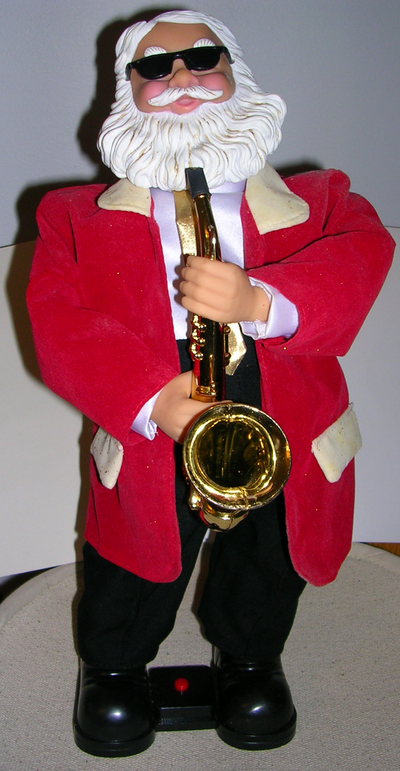 "Sax Playin' Santa" Works perfectly, 15" tall. 4 New Duracells, View more