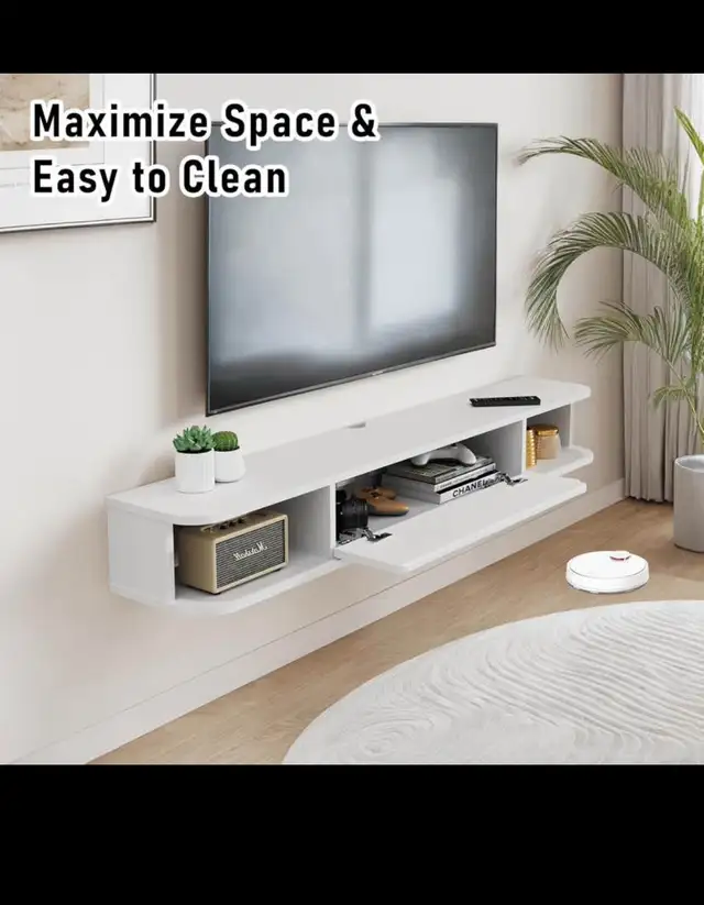 Floating TV Shelf, 55'' Wall Mounted TV Cabinet, Floating Shelve in Bookcases & Shelving Units in Hamilton - Image 4