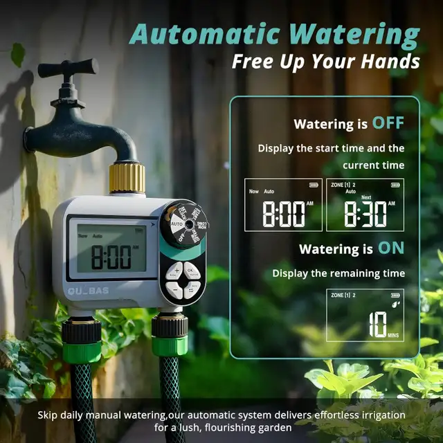 2 Zone Digital Hose Timer Brass Sprinkler Timer Rain Delay Auto in Outdoor Tools & Storage in Oshawa / Durham Region - Image 4