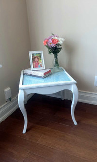 White French table with glass top