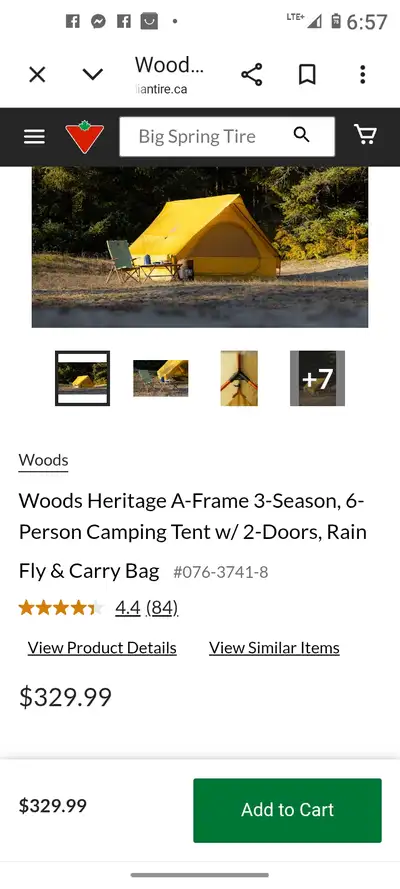 Woods A Frame 6 person tent, used once and in mint shape., View more