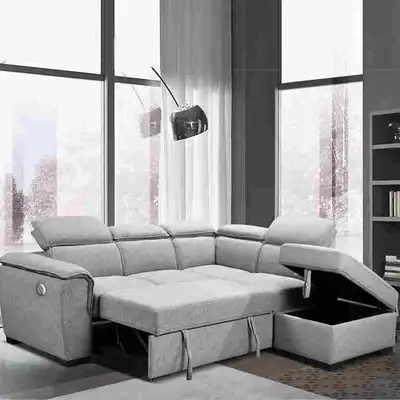 Big Sale On New 4-Piece Sectional Bed with Adjustable Headrests, View more