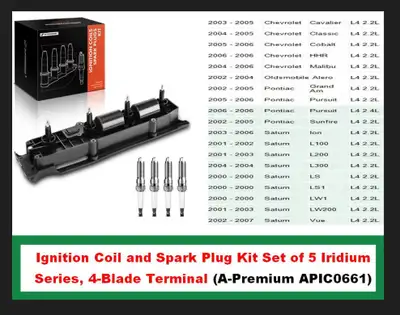 (NEW) Ignition Coils & 4 Iridium Spark Plugs 2001-2007 CHEVY, View more