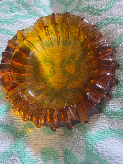 Vintage Amber Glass Ashtray for Sale, View more