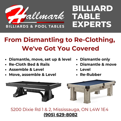POOL TABLE MOVERS-HALLMARKBILLIARDS 905-629-8082, View more