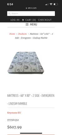 RV 60”X80” mattress $80 USED