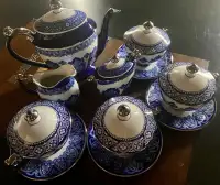 Bombay Co. -  Grace Pattern Tea Service Set in Blue & White