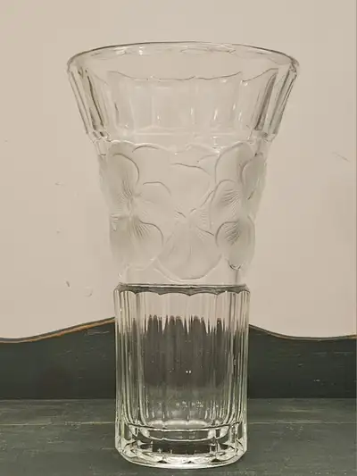 VTG LARGE BOHEMIAN CLEAR LEADED CRYSTAL VASE 1960'S, View more