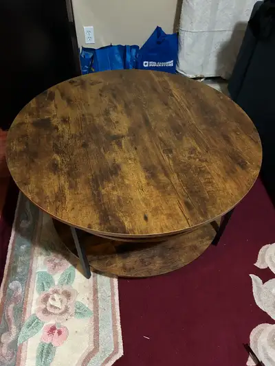 Round Coffee Table with Adjustable Height and Storage, View more