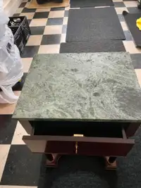 Solid marble top table with locked drawer