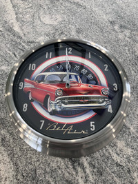 1957 CHEV BEL AIR CLOCK INDOOR, OUTDOOR, LED ATOMIC, NEW