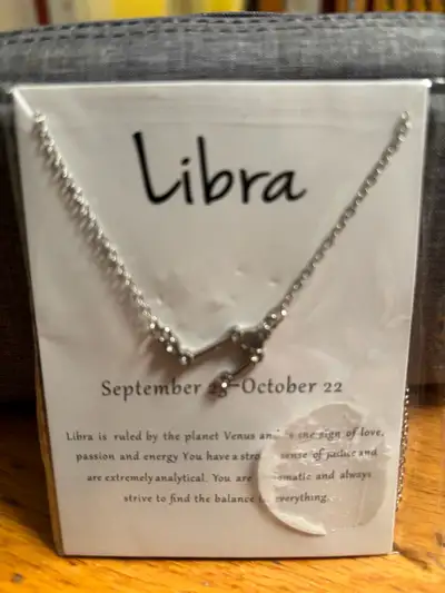 Silver Libra Zodiac Necklace, View more