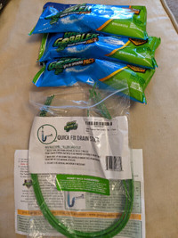 New Green Gobbler Drain clearing pacs and tools for tough clogs!
