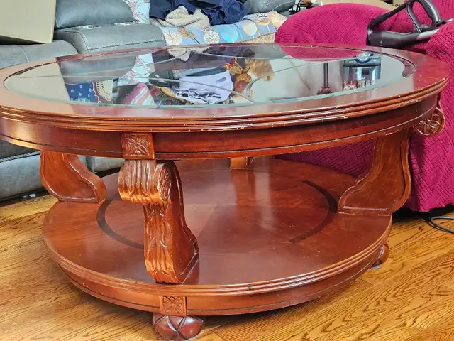 Large Round Solid Wood Coffee Table | Coffee Tables | Calgary | Free ...