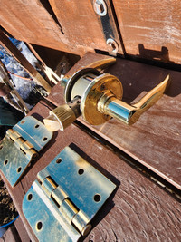 Lever Door Handle and Hinges - Brass