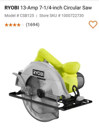 RYOBI 13-Amp 7-1/4-inch Circular Saw, View more