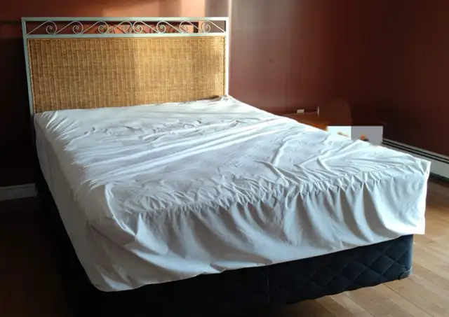 Pier 1 Queen size Headboard +Bed frame+Mattress+Boxspring in Beds & Mattresses in Charlottetown - Image 4
