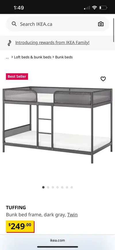 I have this exact bunk bed taken apart and stored in a dry space. Used condition. Mattresses need a...