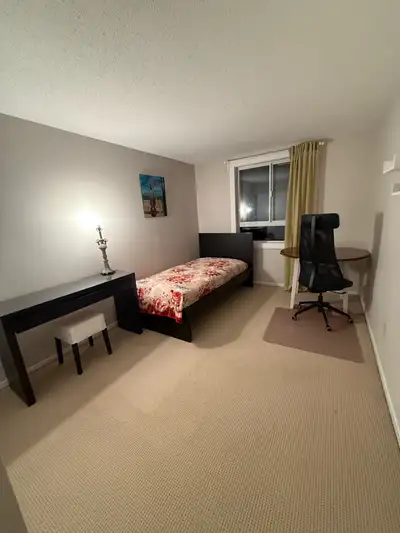 Available immediately. Furnished bedroom for rent in central Kanata. The bus stop is directly across...