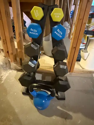 GoZone Dumbbell Set with Rack and Kettlebell, View more