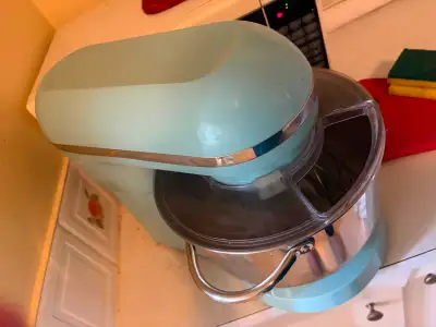 Stand mixer for baking. Comes with guard so flour doesn’t get everywhere and dough hook, paddle, and...