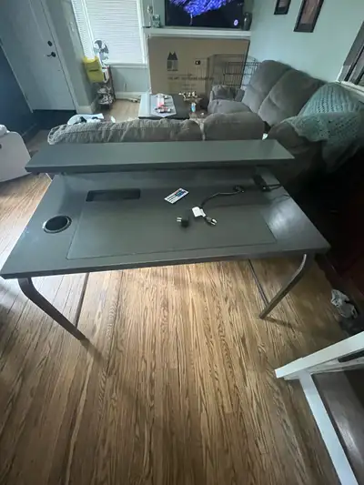 Gaming computer desk, Purchased from Leon’s, Well built, can come apart for transportation, lights u...