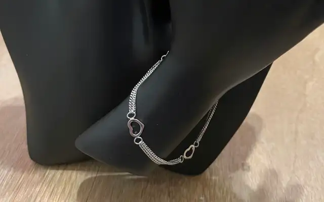 925 sterling silver, 8" heart-shaped chain bracelet