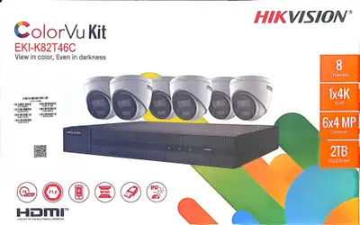 Monitor your property with the Value Express EKI-K82T46C 8-Channel 8MP NVR with 2TB HDD & 6 4MP Turr...