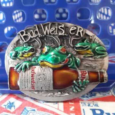 BUDWEISER ITEM BB14 BUD FROGS BELT BUCKLE, View more