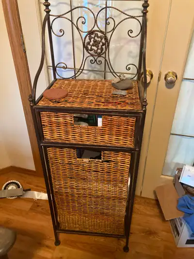 Decorative Storage Hamper, Wicker & Wrought Iron, View more