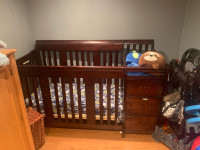 Crib, mattress and change table