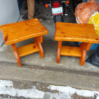 Pine end tables stools 