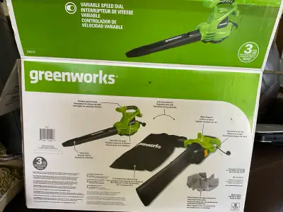 Souffleur/aspirateur filaire Greenworks 2 vitesses , View more