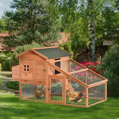 69" Chicken Coop Wooden Hen House Rabbit Hutch Poultry Cage Pen, View more