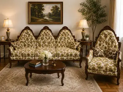 Vintage French Provincial Sofa and Armchair, View more