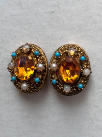 Vintage MCM Clip on Earrings in Autumn Colours