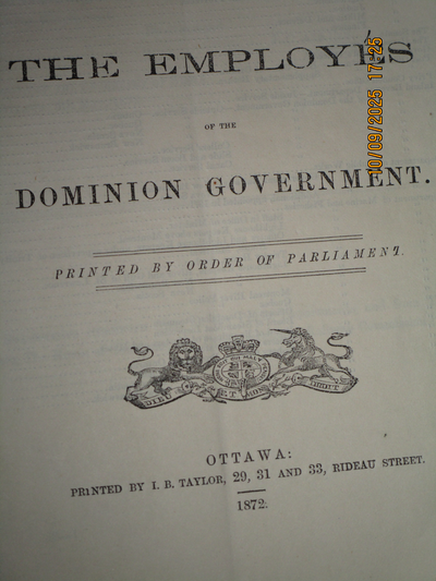 dominion government employees   report 1872, View more