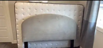 West elm double bed frame Comes with headboard and bed skirt Can sell with the almost new mattress f...