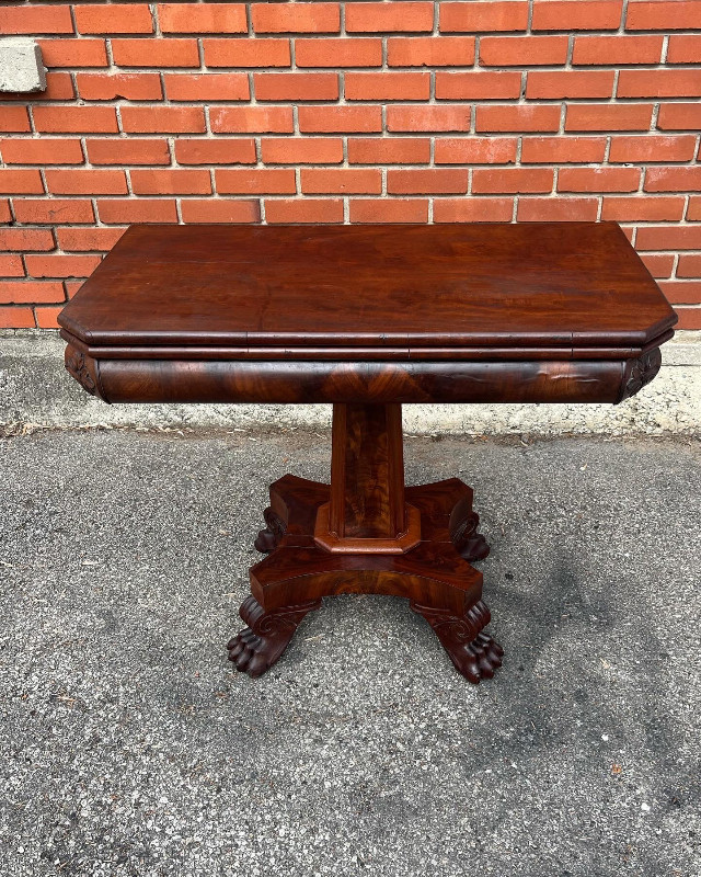 Antique empire mahogany flip top game table circa 1800s dans Autres tables  à Ouest de l’Île