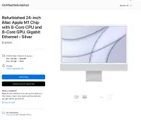New-in-box Refurbish 24" iMac Apple M1 Chip,8CCPU/8CGPU/8GB/512G
