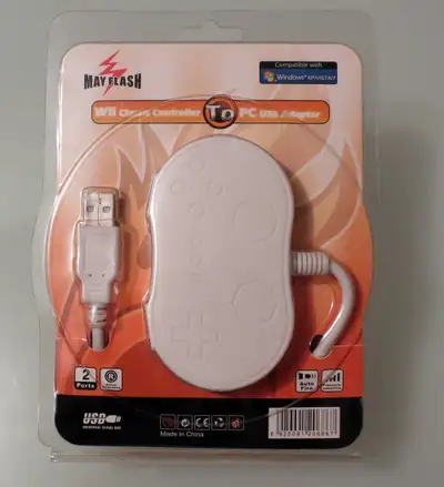 Mayflash adapter to connect 2 Nintendo Wii classic controllers to a PC USB port. I think this is onl...