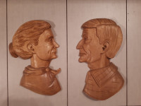 Monsieur Madame Sculpture en bois sculpté Prix pour les deux