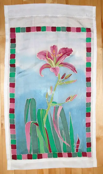 Large Hand-made Silk Wall-Hanging with Floral design, from Nova, View more