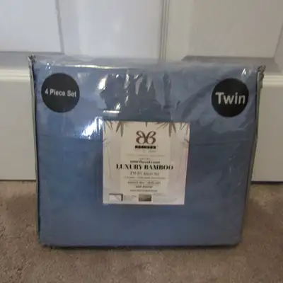 Luxury Bamboo Blue Twin Sheet Set NEW, View more
