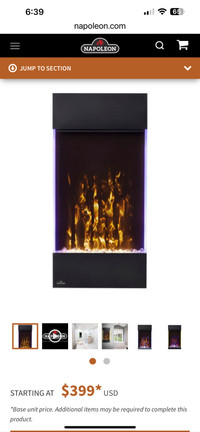 Napoleon Allure Electric Fireplace New In Box