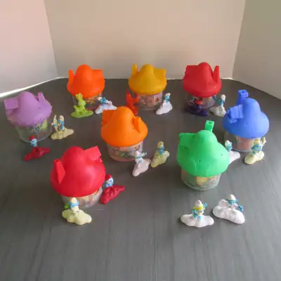 2017 SCHTROUMPFS SMURF LOT DE 8 MAISONS 16 FIGURINES MCDONALDS, View more