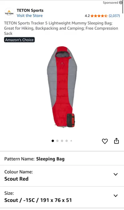 Teton Mummy Sleeping Bag Regular, View more