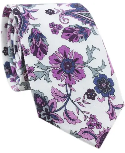 Men's Skinny Tie Linen Floral Print, View more