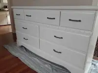 Refinished Solid Wood Dresser Seven Drawers 