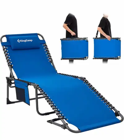 KingCamp Adjustable 5-Position Folding Chaise Lounge Chair, View more